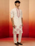 Men's Onion Silk Blend Embroidered Kurta with Cream Pyjama